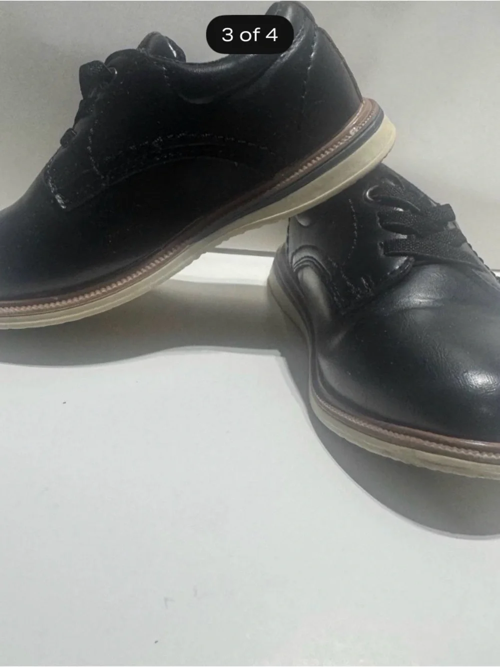 Mix No. 6 Black Kids Dress Shoes with Brown Tongue Accent